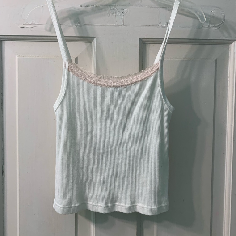 brandy melville pink & white belle tank